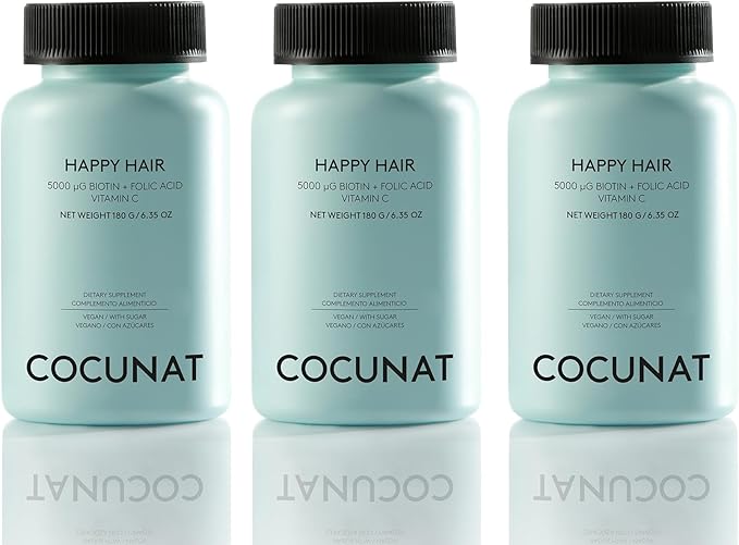 COCUNAT - Pack 3 Months Happy Hair - Vitamins to Strengthen, Stimulate Growth and Prevent Hair Loss - Fine and Damaged Hair - 5,000 mcg of Biotin - Results in 6 Weeks - 180 Gummies