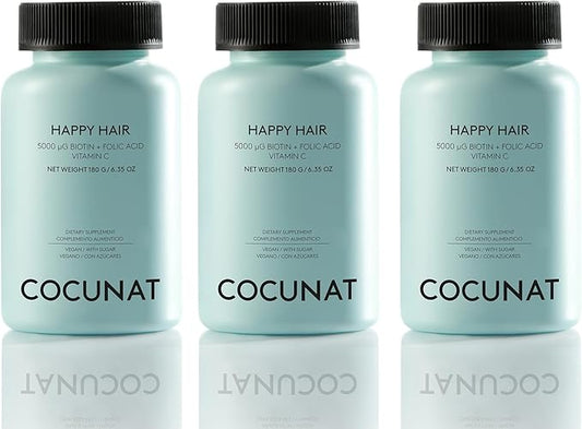 COCUNAT - Pack 3 Months Happy Hair - Vitamins to Strengthen, Stimulate Growth and Prevent Hair Loss - Fine and Damaged Hair - 5,000 mcg of Biotin - Results in 6 Weeks - 180 Gummies