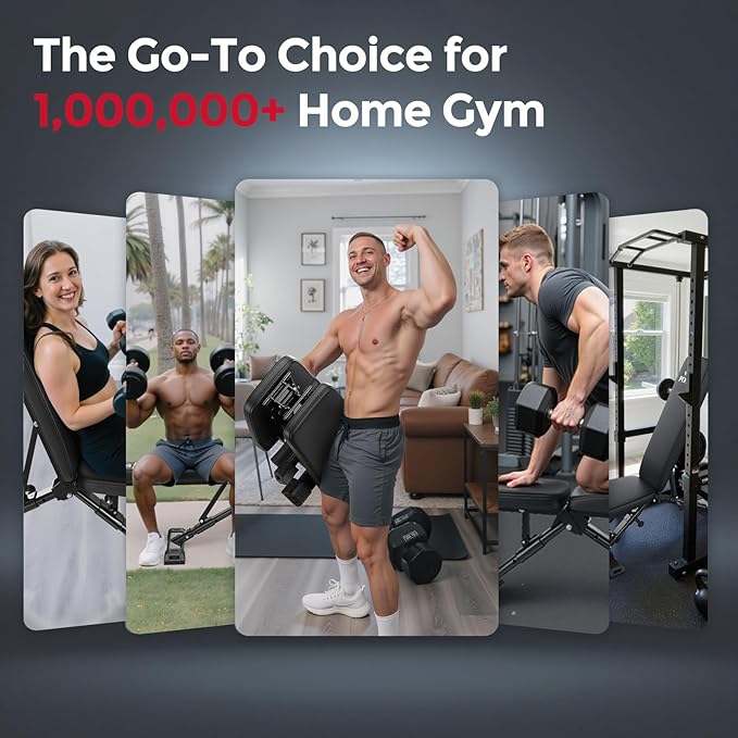 FLYBIRD Adjustable Weight Bench, ASTM-Certified 800LBS Workout Bench Foldable for Home Gym, 90° to -30° FID and 30in Extended Backrest for Bench Press Strength Training Exercise