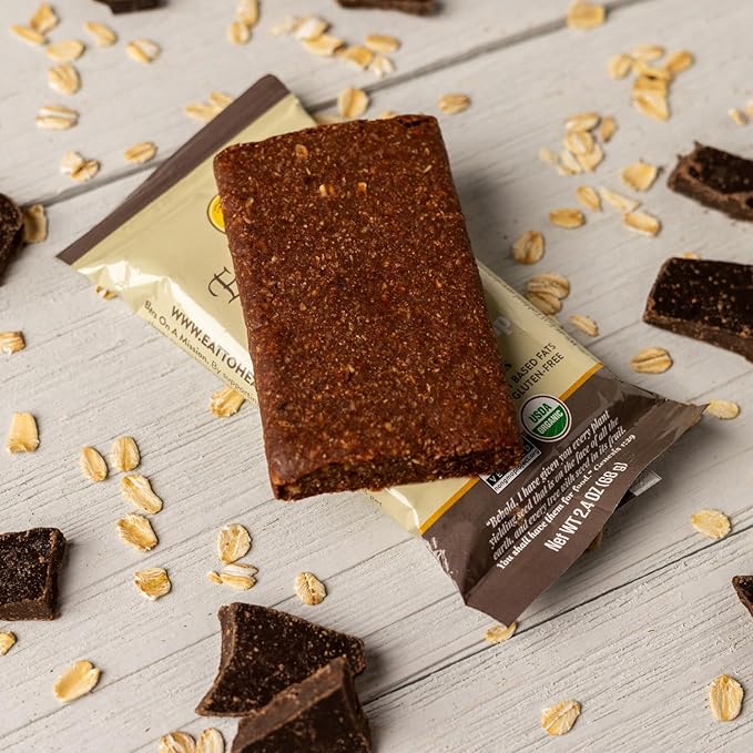 EatToHeal Chocolate Chip Real Food Bar - Organic Vegan Healthy Gluten Free Protein Bars - Low Sugar Meal Replacement Bar, Non GMO, Never Baked, Plant Based - Crafted to Enjoy, Not Sit on Shelves