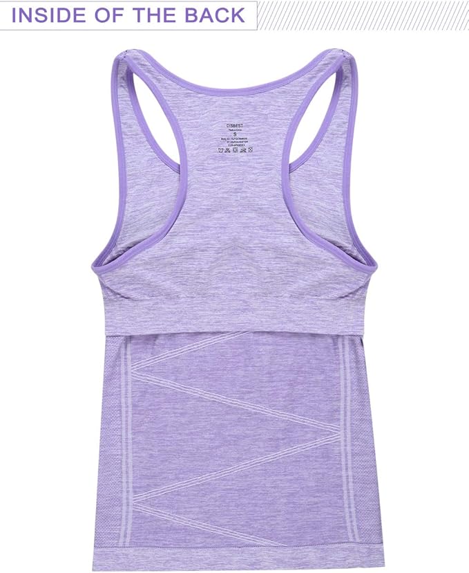 Disbest Yoga Tank Top, Women's Performance Stretchy Quick Dry Sports Workout Running Top Vest with Removable Pads