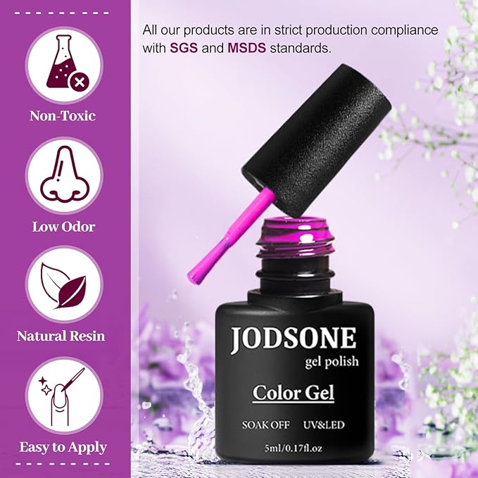 JODSONE 32+4 Pcs Gel Nail Polish Kit Soak Off Gel Polish Set Glitter Gel Nail Kit Nail Art Salon DIY at Home Manicure Kit
