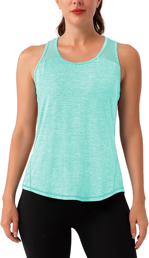 Aeuui Womens Workout Tops Sleeveless Racerback Tank Tops Mesh Yoga Athletic Running Shirts Gym Clothes for Women