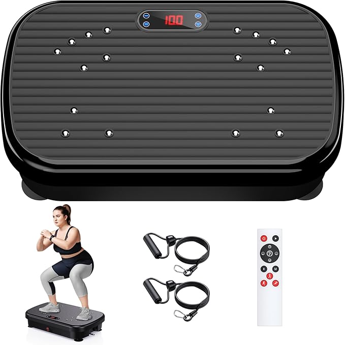 Vibration Plate Exercise Machine for Lymphatic Drainage,180 Adjustable Speeds Whole Body Workout Vibrating Platform Helps Weight Loss, Shaping, Max Weight 400LBS for Women Men