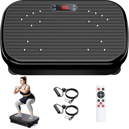Vibration Plate Exercise Machine for Lymphatic Drainage,180 Adjustable Speeds Whole Body Workout Vibrating Platform Helps Weight Loss, Shaping, Max Weight 400LBS for Women Men
