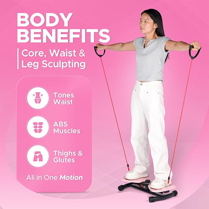 Waist Twister Machine Fitness Tool – Abs Workout Machine for Toning & Core Training | Noiseless Ab Exercise Equipment | Anti-Slip Core Workout Equipment with Storage Bag | Ab Trainer for Women