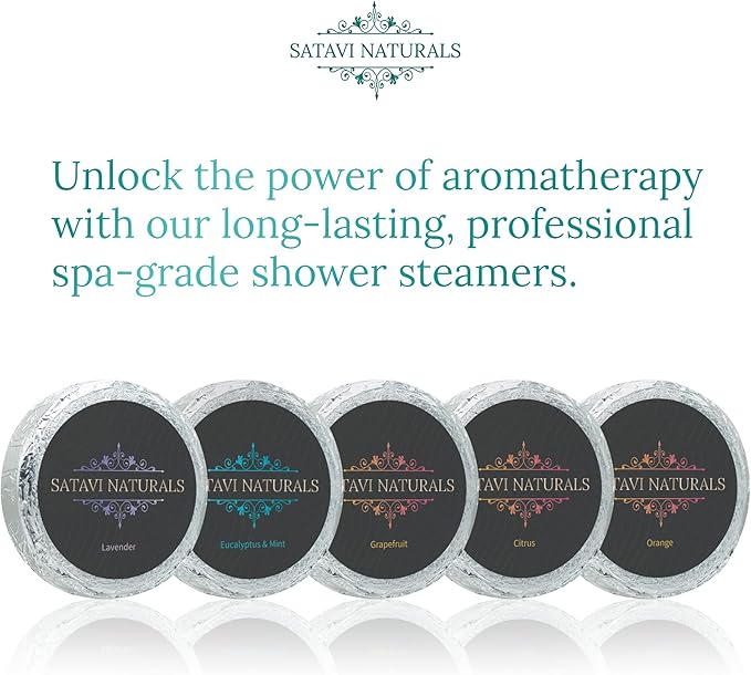 Aromatherapy Shower Steamers (6-Pack) Rejuvenate - Grapefruit, Citrus, Orange Scented Vapor Tabs for Self-Care, Aromatic Shower Bath Bombs, Natural Essential Oils for Women & Men