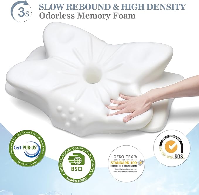 CCidea Ergonomic Contour Memory Foam Pillow for Side Sleepers, Breathable Cervical Support Pillow with Removable Cover
