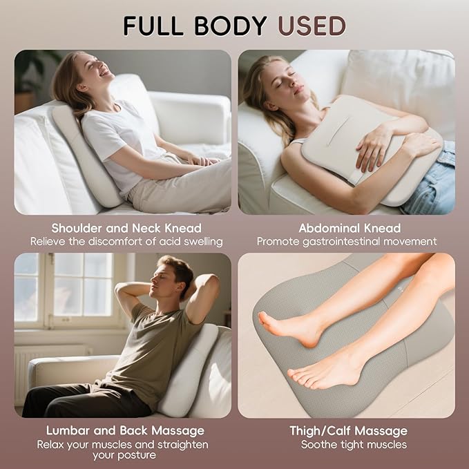 Back Massager, Ultrathin Rolling Up and Down Back Massage with Heat 4D Kneading & Red Light Therapy for Pain Relief Deep Tissue,Shoulder Massager Gift for Men Women Parents Relaxation at Car,Khaki