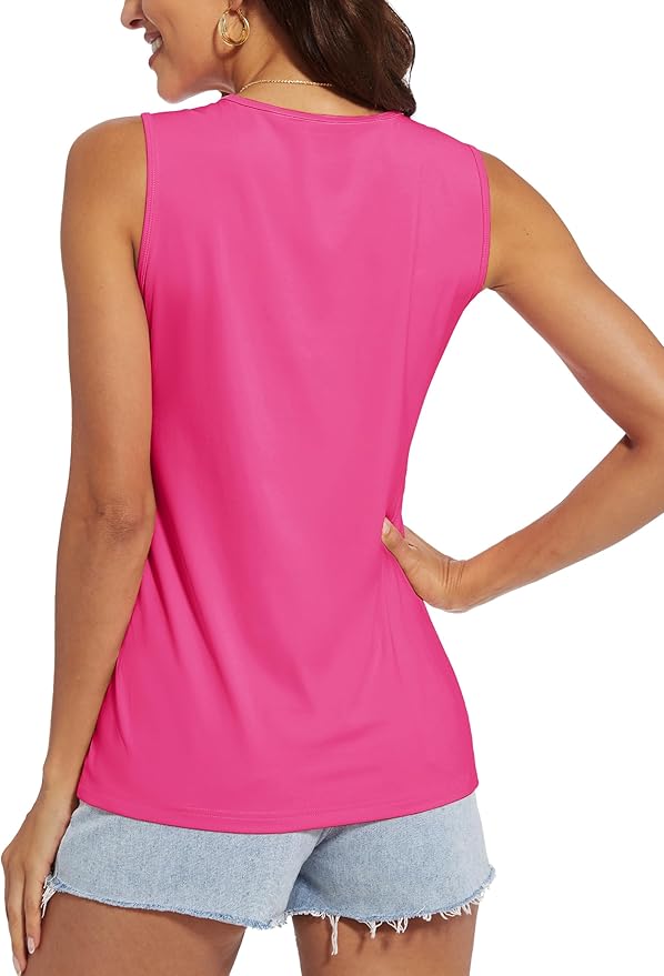 MAGCOMSEN Women's Workout Tank Top Athletic Muscle Sleeveless Crew Neck Shirt UPF 80+ Moisture Wicking Gym Running