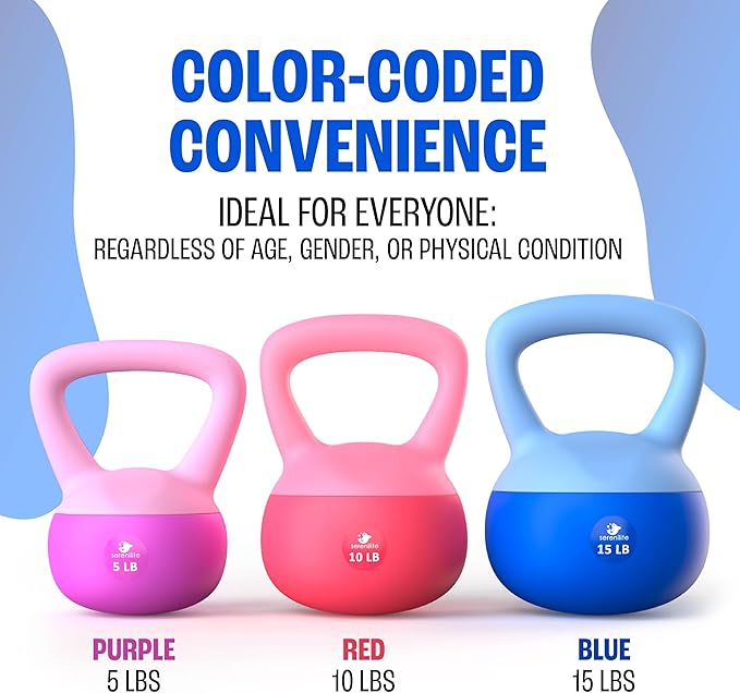 Soft Kettlebells, Serenilite Kettlebell Sets, Kettle Bell Sets for Women & Men, Safe Strength Training Kettlebells, Kettlebell Weights for Home Workouts & More.