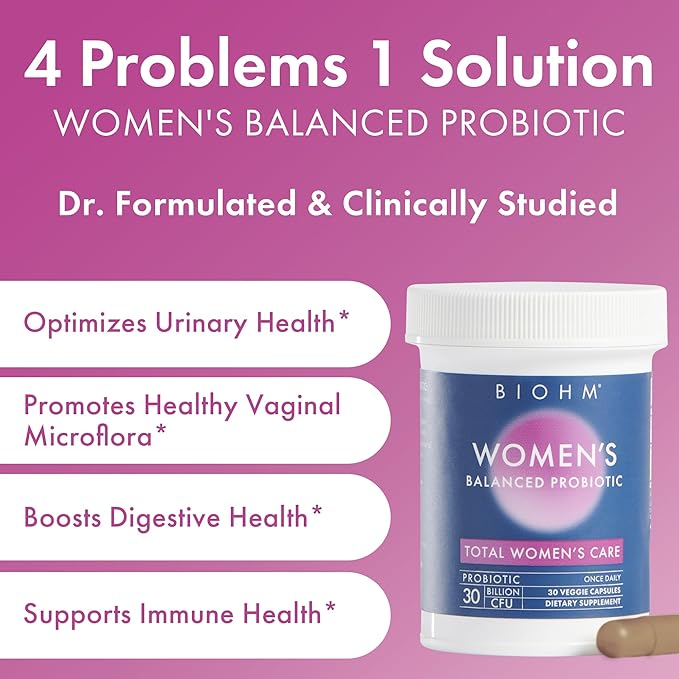BIOHM Probiotics for Women, 30 Billion CFU, 9 Strains (30 Count) Helps Support Total Gut Health, Digestive & Immune System, Vaginal Probiotic for Urinary Tract & Vaginal Health, 30 Day Supply