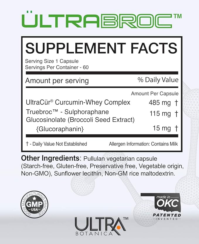 UltraCur Detoxification Supplement | Broccoli Seed Extract & Protisorb Curcumin, Sulforaphane Glucoraphanin, Liver Support, Antioxidant Supplement, Fast Absorption | 60 Veg Capsules
