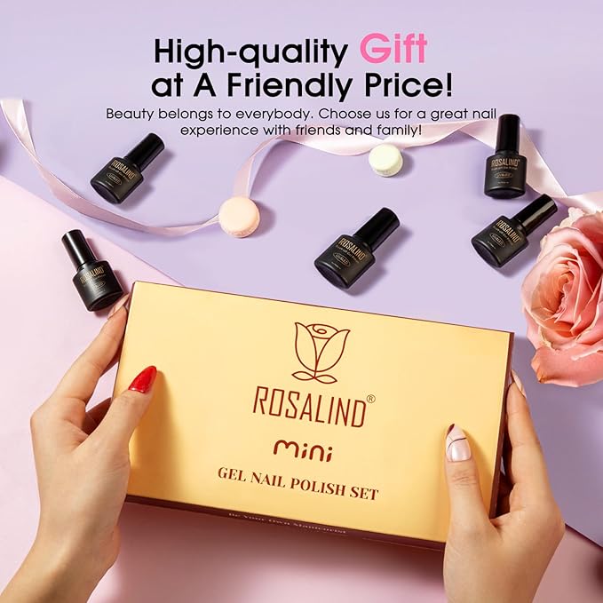 ROSALIND Pastel Gel Nail Polish Set, 12 Colors Pink Purple Blue Gel Polish Macaron Light Colors Pink Yellow Gel Polish Set Soak Off Spring Summer Rainbow Gels Polish Collection for Nail Art Gift