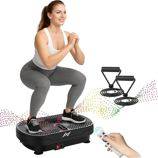 AXV Vibration Plate Fitness Platform Exercise Machine Vibrating Lymphatic Drainage Shaking Full Body Shaker Workout Vibrate Stand Shake Board Sport Gym for Weight Loss Fat Burner for Women Men