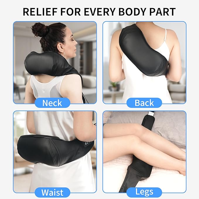 TISSCARE Shiatsu Neck Massager with Heat for Pain Relief, Deep Tissue 3D Kneading Electric Massager for Back, Shoulder, Leg, Plug-in for Home, Office, Car, Ideal Gift for Women Men Mom Dad