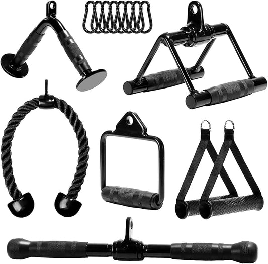 Yes4All Cable Machine Attachment, Double D Hanlde & Tricep Rope Cable Attachment, Weight Machine Accessories Load 880 LB for Home Gym