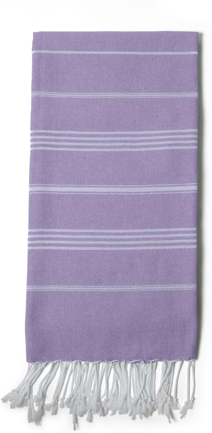 Turkish Beach Towel 100% Organic Cotton Extra Large Oversized (39 x 71 Inches) Quick Dry Sand Free Light Weight Prewashed for Bath Beach Gym Yoga Travel Towel Blanket (Lilac)
