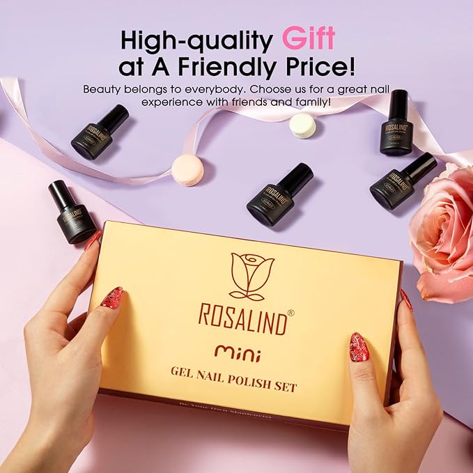 ROSALIND Glitter Christmas Gel Nail Polish, 12 Colors Red Sparkle Green Glitter Gold Silver Gel Polish Sparkly Hot Pink Winter Nail Polish Collection for Nail Art Gift Need UV Curing