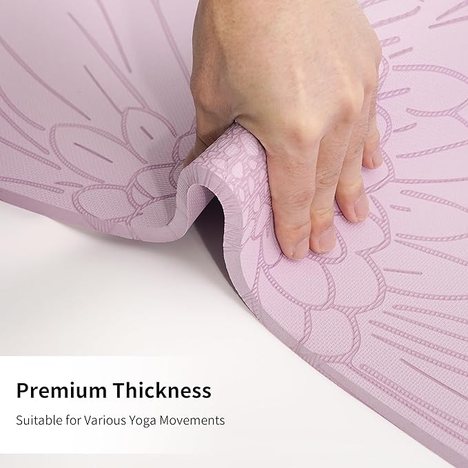 HAHE Yoga Mat Thick (8MM,1/3"), Eco-Friendly POE Non Slip Yoga Mat, High Rebound & Shock Absorption, Anti-Tear & Sweat-Resistant for Yoga, Fitness, Home, Workouts, Large Pilates Mats 72"x24" with Carrying Strap