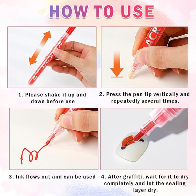 36 Colors Nail Art Pens Set Nail Polish Pens Nail Art Drawing Graffiti Marker Pen Quick Dry Waterproof Nail Art Painting Pens Kit for Home DIY Nail Art Design