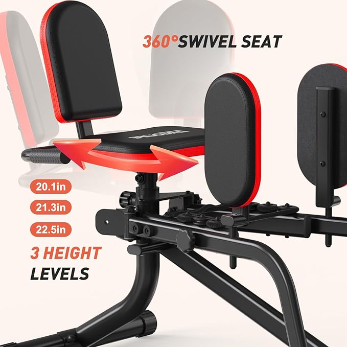 ERGOLIFE 6 Resistances Hip Abduction Machine for Home Office Inner Thigh Exercise Equipment Glute Training Machine for Sedentary/Postpartum Recovery