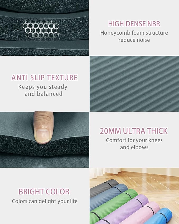 Large Yoga Mat 78"x 51" 20mm/15mm/10mm Thick Workout Mats for Home Gym, Extra Wide Workout for Women Men Gym Flooring Exercises