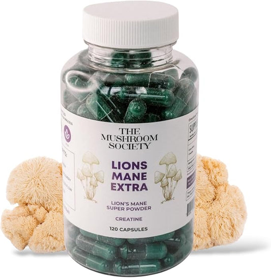 Lion’s Mane Extra Supplement - 1000 mg Lion’s Mane + 1000 mg Creatine – Mental & Physical Energy, Clarity & Performance - 120 Vegan Capsules