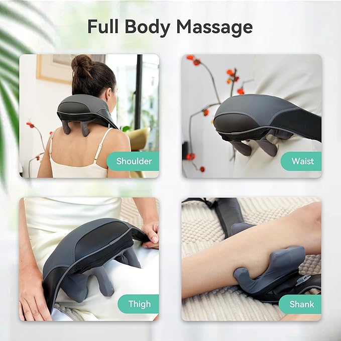 Snailax Cordless Neck Massager with Soothing Heat, Upgarded 4D Deep Tissue Kneading, Shiatsu Back Shoulder Massager Pillow for Neck, Traps, Gifts for Men Women Mom Dad
