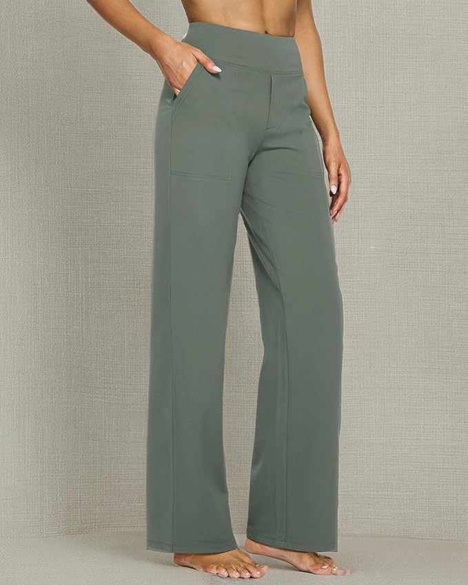 G4Free Yoga Pants Women Wide Leg Pants with Pockets High Waist Stretch Dress Casual Sweatpants Petite/Regular/Tall