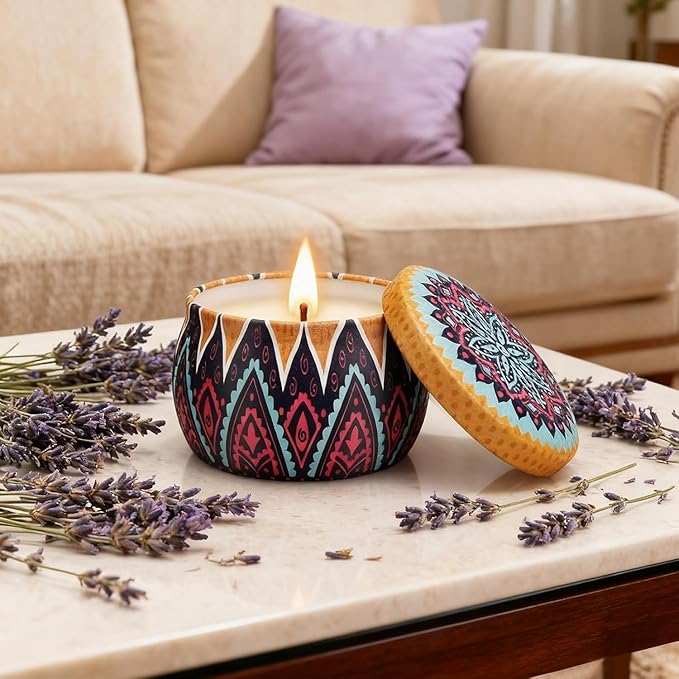Scented Candles Gifts Set, 4 Pack Aromatherapy Candles for Home Scented, Stress Relief Gifts for Women, 120 H Lasting Burn Natural Soy Wax Candle for Birthday Valentine Mother's Christmas Day