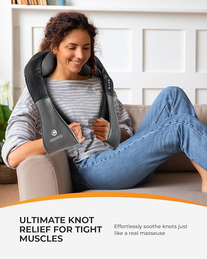 CooCoCo Shiatsu Back and Neck Massager, Best Christmas Gifts 2025, Heating to Relieve Deep Tissue Pain, 4D Kneading Massage to Relieve Legs, Foot Muscles, Christmas Gift for Mom Dad Men Women