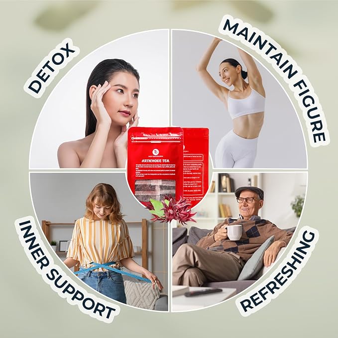 INJOY YOUR VITALGRI:N Roselle Hibiscus Tea Bags - 55 Count (+5 Tea Bags), Bamboo Tong Included - 4.16 oz, Re-Steep Red Artichoke Tea Herbal Blend, Vitamin A, C, D, Detox, Support, Atiso