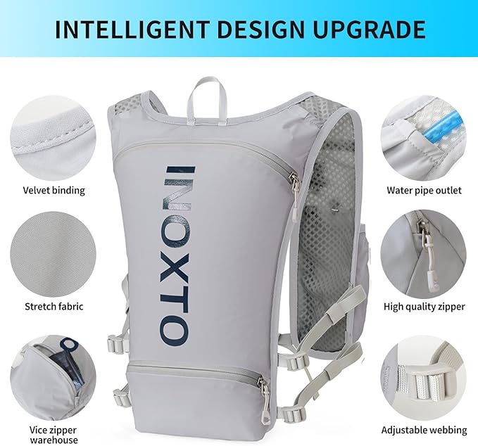INOXTO Running Hydration Vest Backpack,Lightweight Pack with 1.6L Water Bladder Hydration Backpack Daypack for Hiking Trail Running Cycling Race Marathon for Women Men