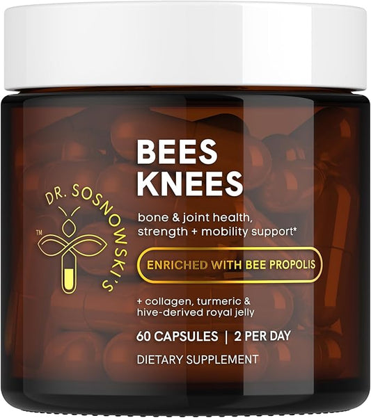 Dr Sosnowski's Bees Knees Bone Health | Ultimate Support for Inflammation Relief, with Collagen, Vitamin C, Turmeric and Bee Propolis | Vegetable Capsules, 60ct