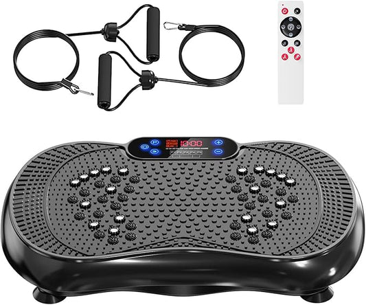 Vibration Plate Exercise Machine, Lymphatic Drainage Machine for Weight Loss, 100-Speed Platform with Remote & Bands, Quiet Full Body Vibrating Plate 500 Lbs Capacity Fitness Platform