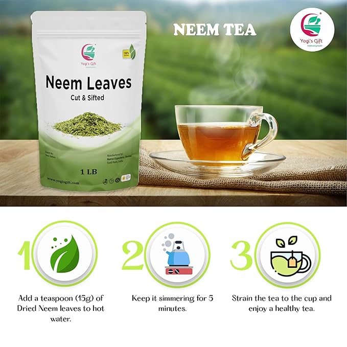 Neem Leaf 1 lb (454 grams) | 100% Natural Tea | Neem Leaves Cut and Sifted | Azadirachta Indica Leaf | Margosa Leaves | Non-GMO, Ethically Sourced | Nim Leaves | by Yogi's Gift®