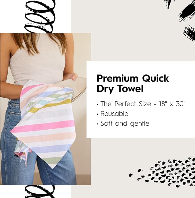 GEOMETRY Spring Kitchen Towels - Double Sided, Quick Dry Microfiber Cloth - Spring & Summer Dish Towels for Kitchen Drying - Premium Quick Dry Towel - Dancy, 18" x 30" - 1-Pack