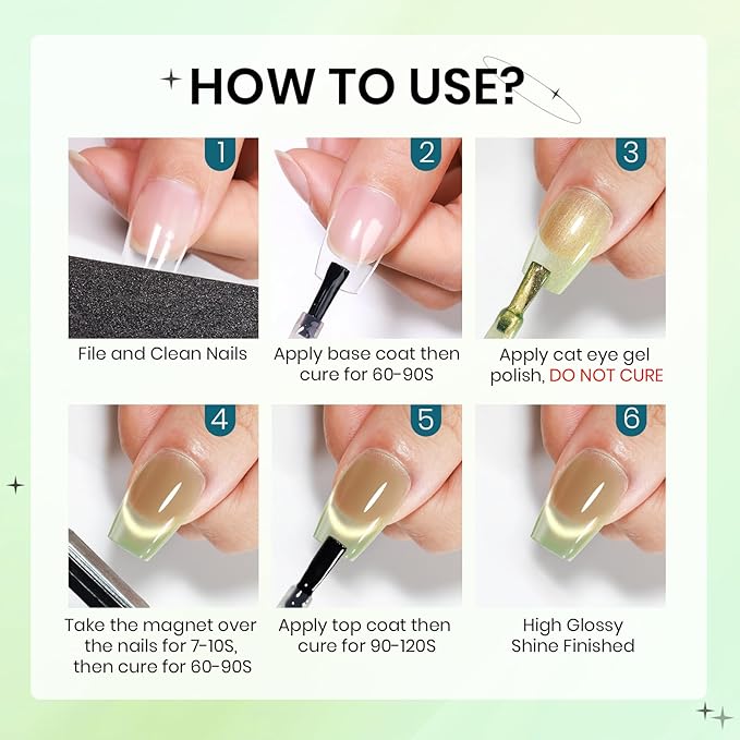 Cat Magnetic Eye Gel Nail Polish 12 Colors Shimmer Glitter Cat Eye Gel Polish Fruit Colors Cateye Manicure Gift Soak Off Lamp Salon DIY at Home(Purple Green Blue)