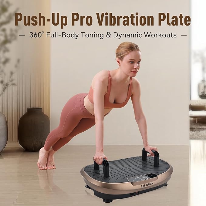 EILISON FITABS 3D Vibration Plate Exercise Machine with Seat - Ocsillation, Pulsation + Vibration Platform, Push Up | Vibration Machine for Lymphatic Drainage, Weight Loss, Recovery
