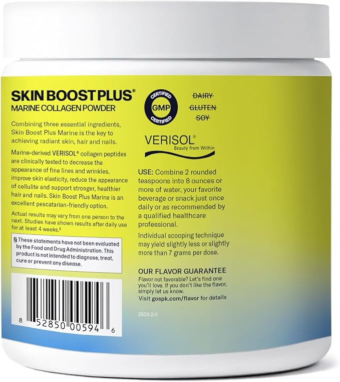 Marine-derived VERISOL Bioactive Hydrolyzed Collagen Peptides | Collagen Powder Supplement with Vitamin C & Hyaluronic Acid | Marine Skin Boost Plus (Vanilla) [30-Serves]