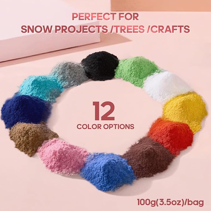 100g Flocking Powder, Velvet Fibers for Christmas Tree Crafts/Taba Squishy/Nails Art/Doll Decorations/DIY Scenery (Light Blue)