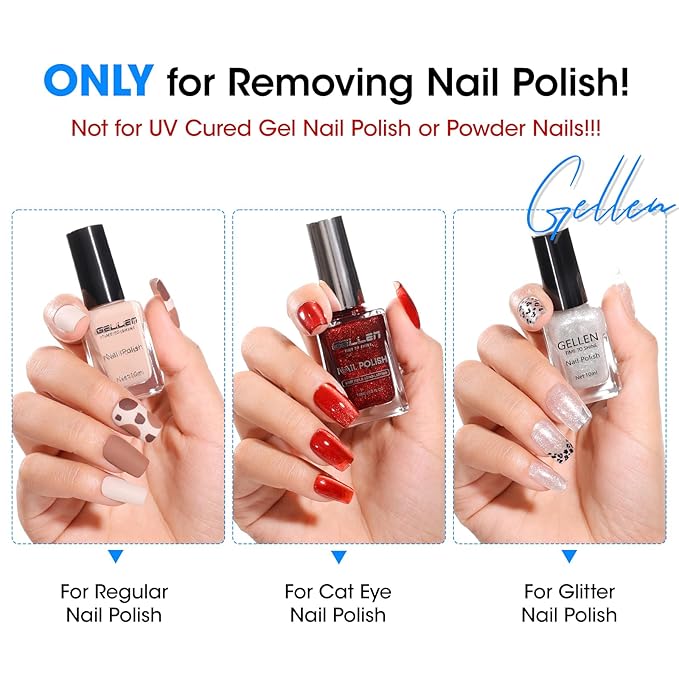 Gellen Non Acetone Nail Polish Remover, Non Toxic Fingernail Polish Remover for Quick Dry Nail Polish, Ocean Scent Dual-phase Nourishing Gentle Nail Polish Remover with Easy Push-down Pump, 6.09 Fl Oz