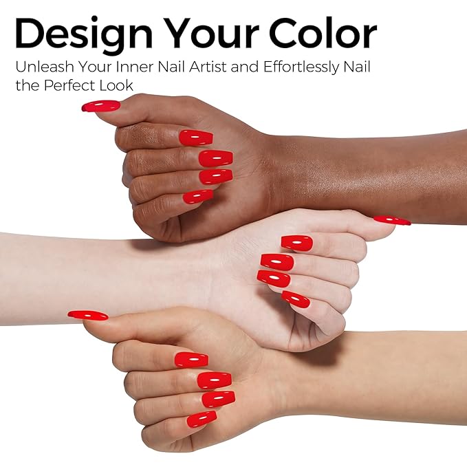 TOMICCA Red Gel Nail Polish,15ml Bright Red Gel Polish,Soak Off UV LED Cure Needed，Pure Color Long Lasting Nail Art Manicure Salon DIY Design