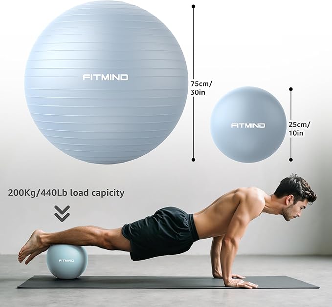 Exercise Balls Set 22-30 Inch & 9 Inch, Small Pilates Ball with Pump, Pregnancy Ball for Women, Yoga Balls for Exercise, Small Exercise Ball for Between Knees, Stability, Physio