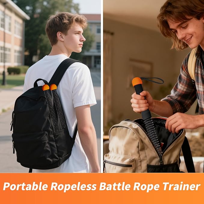 Ropeless Battle Ropes Weighted — 2 Pack Portable Cordless Battle Ropes for HIIT & Cardio Full-Body Workout Tool with Non-Slip Spiral Handles, Travel-Friendly Home Gym Equipment for Women & Men