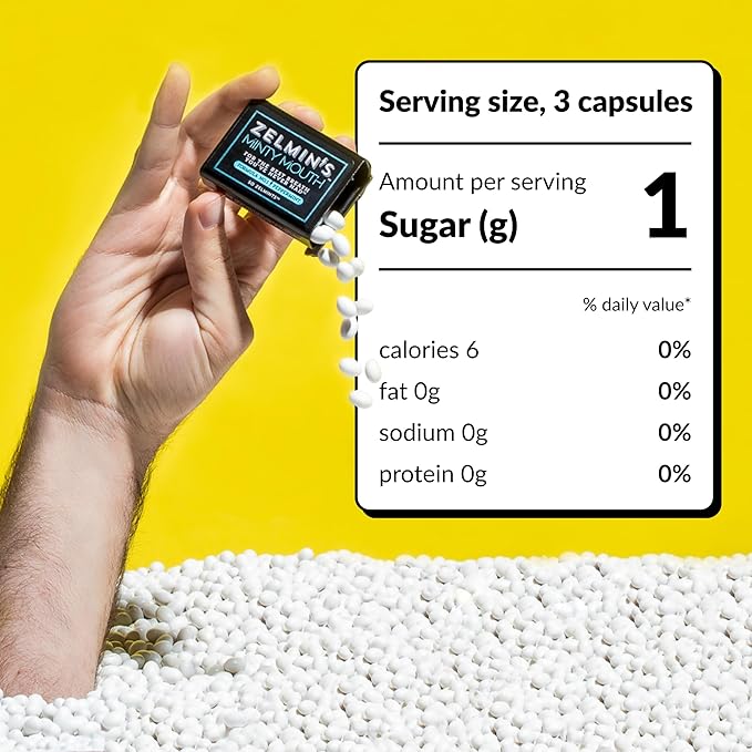 Zelmin's Minty Mouth Breath Freshener - (5 Pack) Long Lasting Bad Breath Treatment for Adults, Instant Freshness Helps with Dry Mouth, Natural Breath Mints for Travel, Alcohol-Free, Keto, Gluten-Free