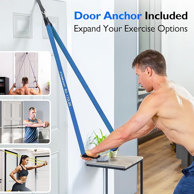 FitBeast Resistance Bands Set, 6 Different Levels, Pull Up Assist Bands for Strength Training, Crossfit, Powerlifting, Muscle Toning, Yoga, Mobility Exercises, Rehabilitation, Full-Body Workout