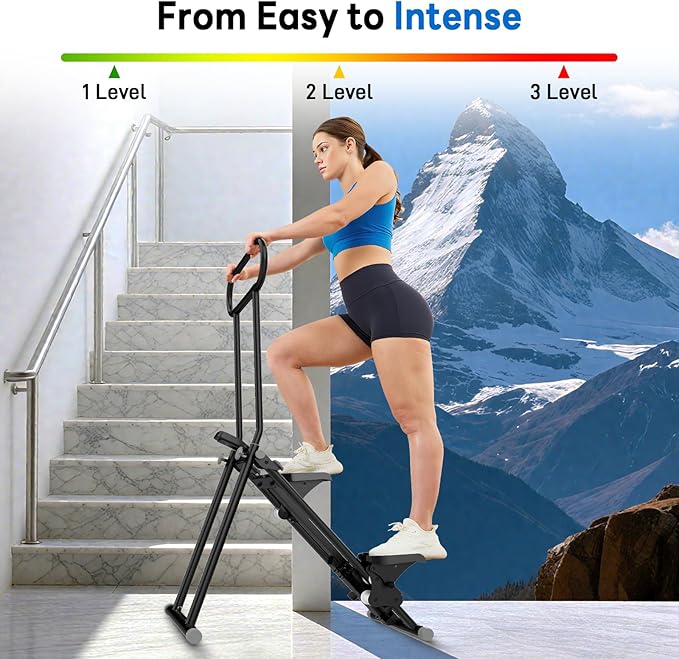 ERGOLIFE Stair Stepper with 3-Level Adjustable Resistance, 350lbs Upgrade Foldable Stairmaster Machine for Home Gym Workout, Cardio Stair Climber with Low Noise