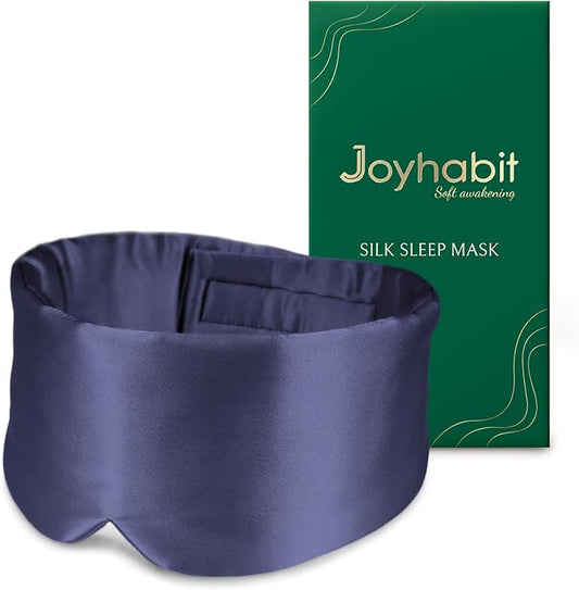 Joyhabit Silk Sleep Mask for Women and Men, Midnight Blue, Luxurious Comfort for Relaxation & Beauty Sleep, Ultra Soft & Breathable, Protects Hair & Skin